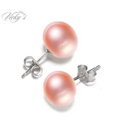 Pendientes perlas color rosa 8mm