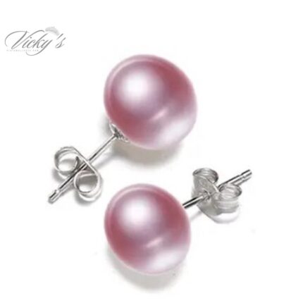 Pendientes perlas color lila 9mm